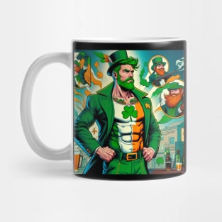 Irish Male Comic Book Superhero with Leprechaun Mug